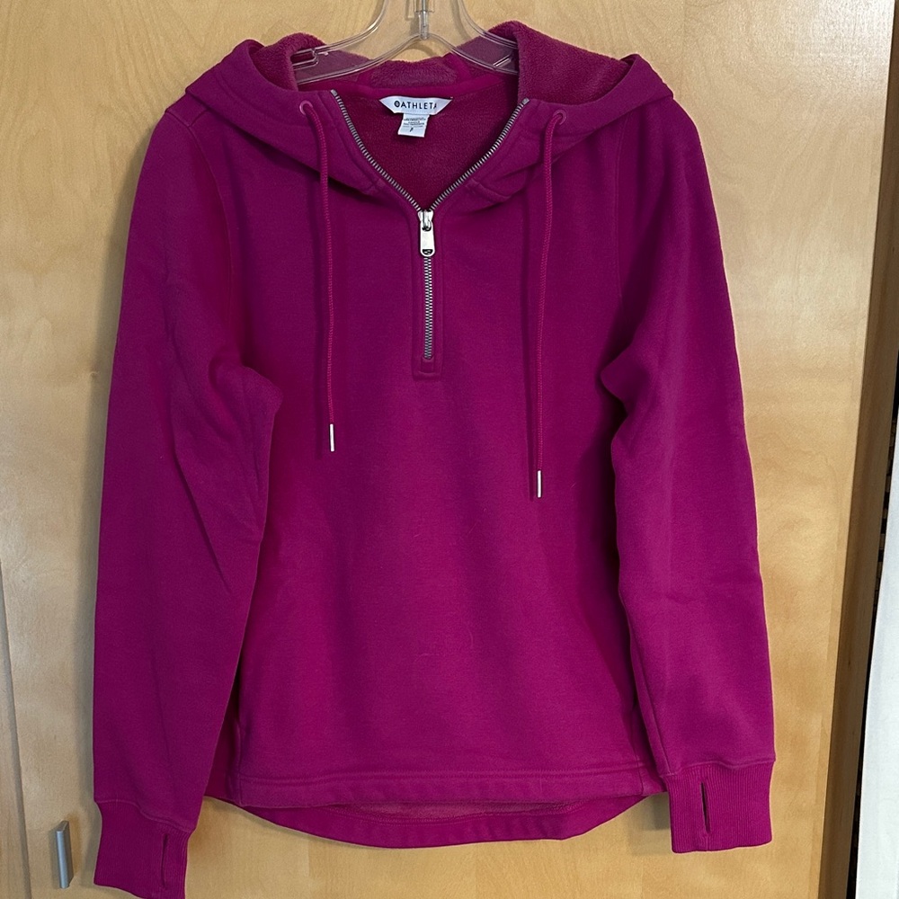 Athleta Magenta Half-Zip Midweight Hoodie